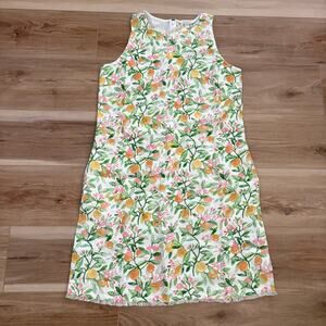 Garnet Hill Harborside Linen Fringe-Hem Dress Citrus Floral 6
